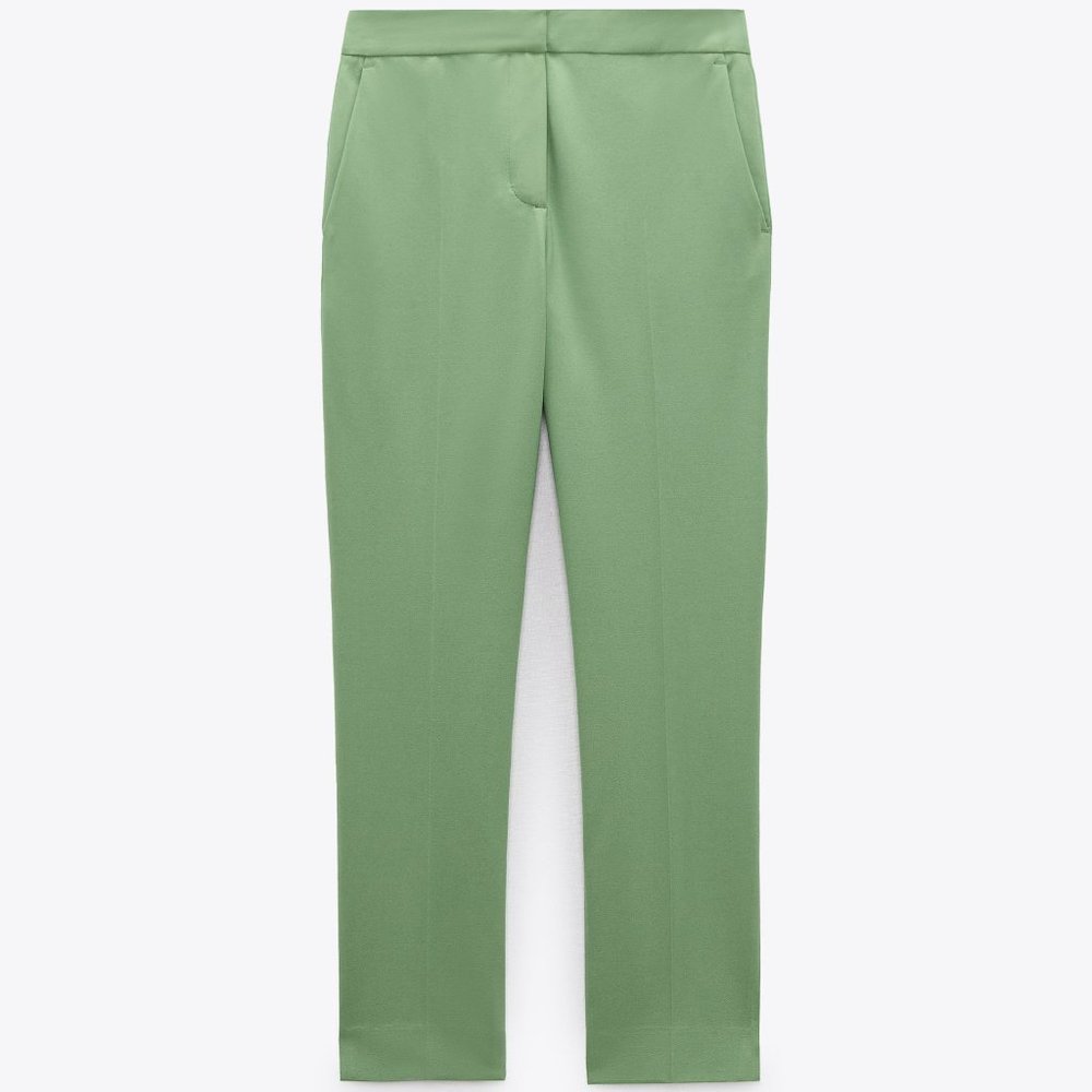 ZARA Cropped Trousers in Pista Green - S - Picture 7 of 10